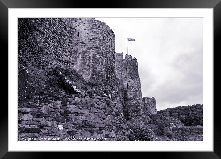 Conway Castle north Wales showing the side view  Framed Mounted Print by Pamela Reynolds