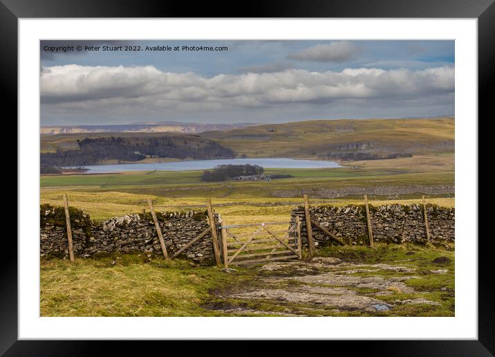 Walking the Settle Loop above Settle and Langcliffe in the Yorks Framed Mounted Print by Peter Stuart