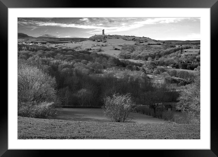 Castle Hill Landscape B&W Framed Mounted Print by Alison Chambers