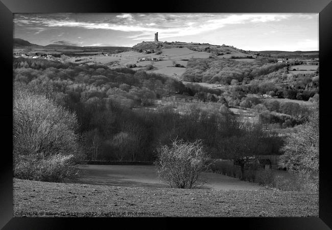 Castle Hill Landscape B&W Framed Print by Alison Chambers
