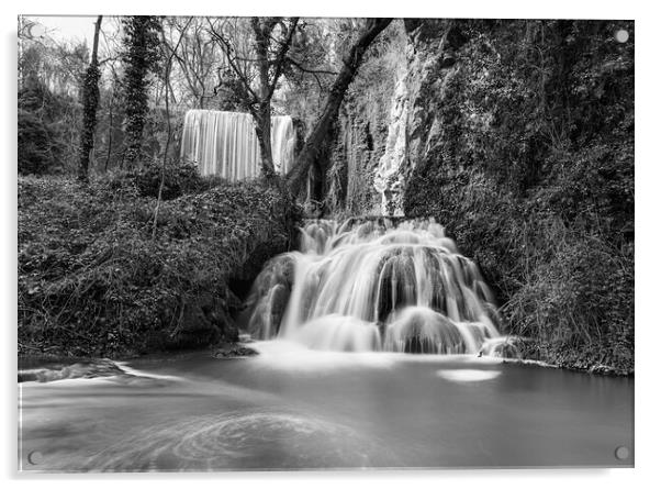 Photography with a double waterfall in long exposure and black and white Acrylic by Vicen Photo