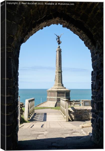 Aberystwyth War Memorial from the Castle Canvas Print by Pearl Bucknall