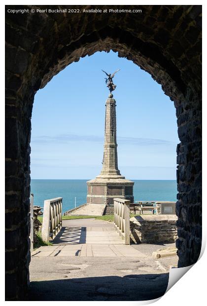 Aberystwyth War Memorial from the Castle Print by Pearl Bucknall