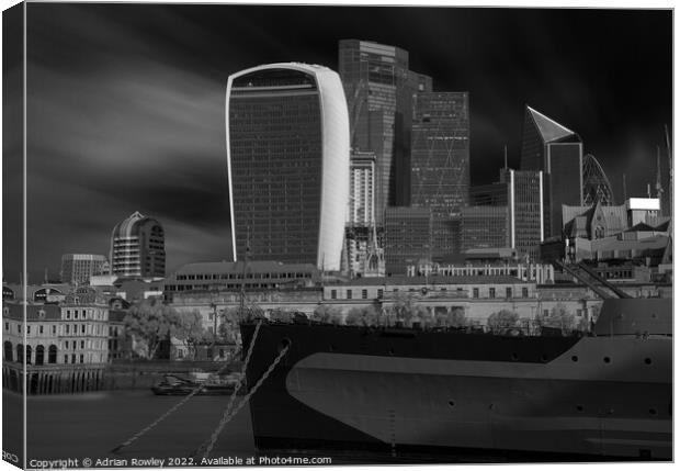 Mighty HMS Belfast Defends The City Canvas Print by Adrian Rowley