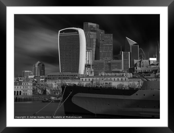 Mighty HMS Belfast Defends The City Framed Mounted Print by Adrian Rowley