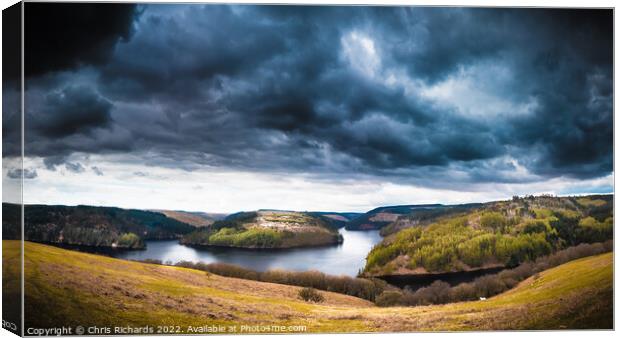 Ominous Clouds Over Llyn Brianne Canvas Print by Chris Richards