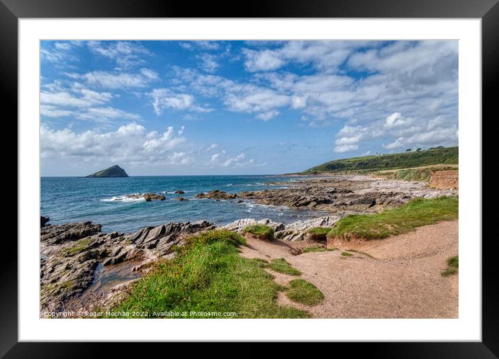 Wembury Devon and the Great Mewstone Framed Mounted Print by Roger Mechan