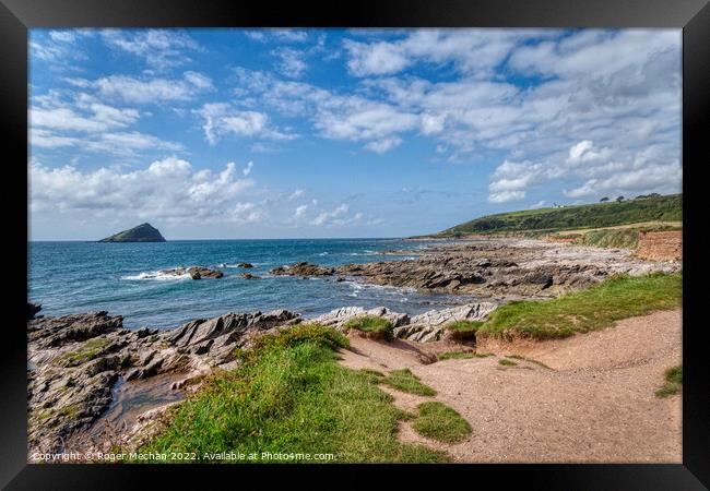 Wembury Devon and the Great Mewstone Framed Print by Roger Mechan
