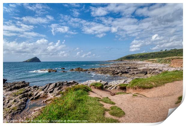 Wembury Devon and the Great Mewstone Print by Roger Mechan