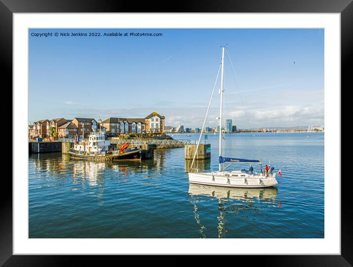 Entrance to Penarth Marina from Cardiff Bay  Framed Mounted Print by Nick Jenkins