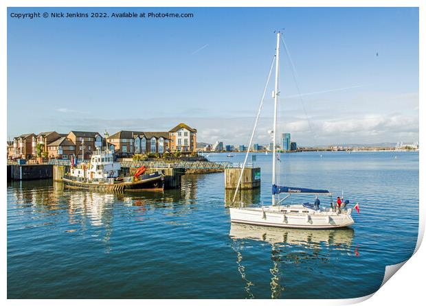 Entrance to Penarth Marina from Cardiff Bay  Print by Nick Jenkins