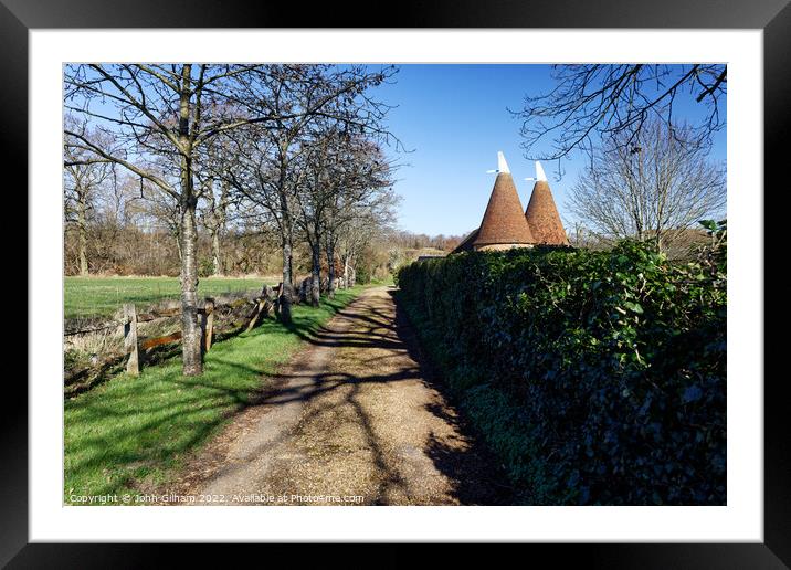Oast Houses on Hop Farm in The Garden of England Kent UK Framed Mounted Print by John Gilham