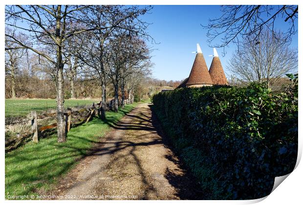 Oast Houses on Hop Farm in The Garden of England Kent UK Print by John Gilham