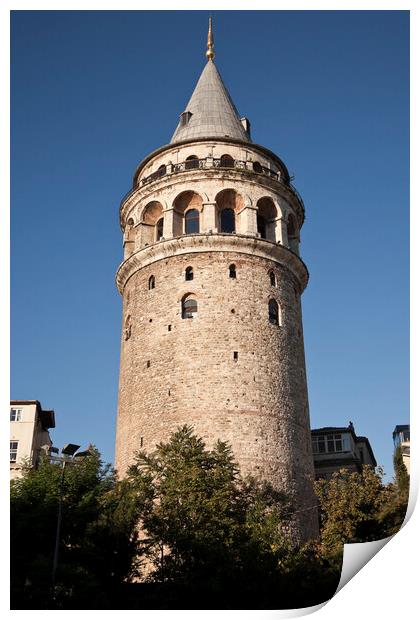 Historic Galata Tower in the Beyoglu district of Istanbul Print by Gordon Dixon