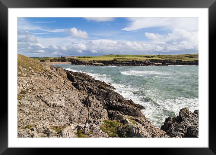 Waves crash into Porth Nobla Framed Mounted Print by Jason Wells