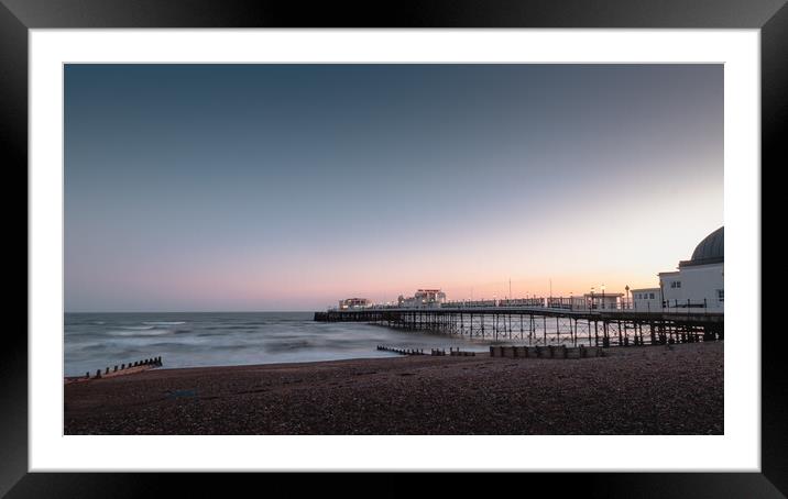 Worthing Pier Sunset Framed Mounted Print by Mark Jones