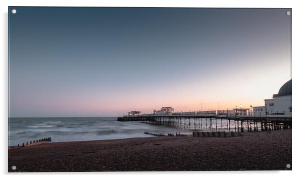 Worthing Pier Sunset Acrylic by Mark Jones