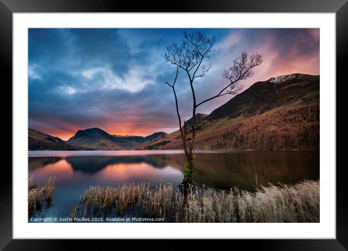 Sunrise over Fleetwith Pike and Buttermere, Lake D Framed Mounted Print by Justin Foulkes