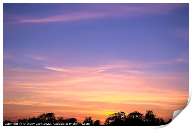 Clouds at sunset Print by Anthony Clark