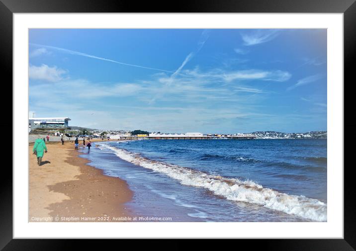 Sunny Winter Day On Paignton Beach Framed Mounted Print by Stephen Hamer
