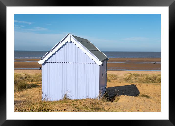 Hunstanton beach hut, North Norfolk Coast Framed Mounted Print by Chris Yaxley