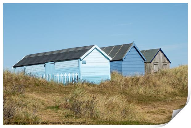 Hunstanton beach huts, Norfolk coast Print by Chris Yaxley