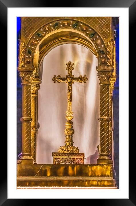 Altar Golden Cross Cathedral Church Nimes Gard France Framed Mounted Print by William Perry