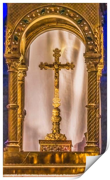 Altar Golden Cross Cathedral Church Nimes Gard France Print by William Perry