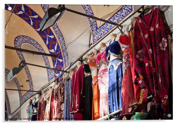 Clothing stall inside Istanbul's ornate Grand Bazzar Acrylic by Gordon Dixon