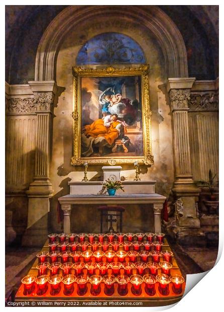 Candles Altar Painting Cathedral Church Nimes Gard France Print by William Perry