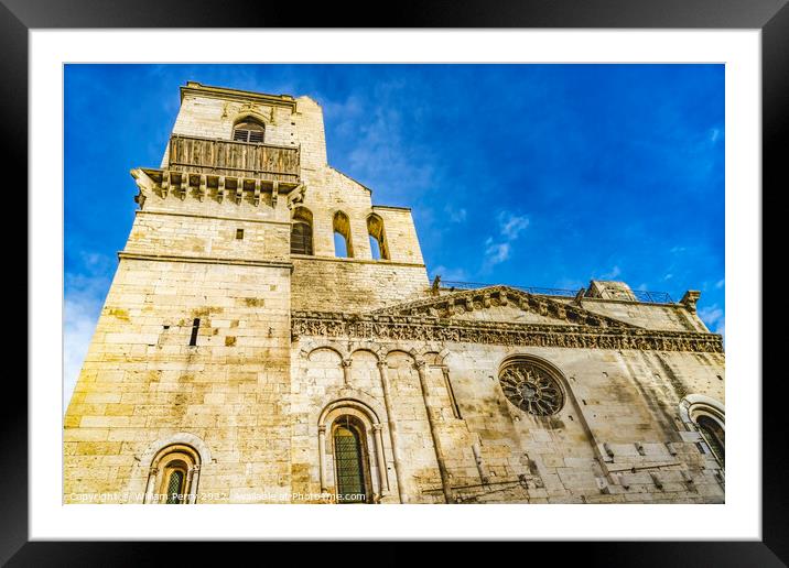 Front Facade Cathedral Church Nimes Gard France Framed Mounted Print by William Perry