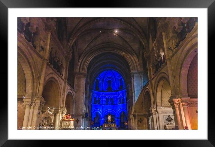 Night Service Altar Cross Cathedral Church Nimes Gard France Framed Mounted Print by William Perry