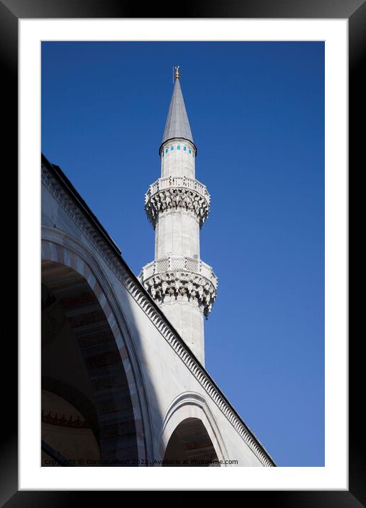 Minaret on the  Suleymaniye Mosque, Istanbul Framed Mounted Print by Gordon Dixon