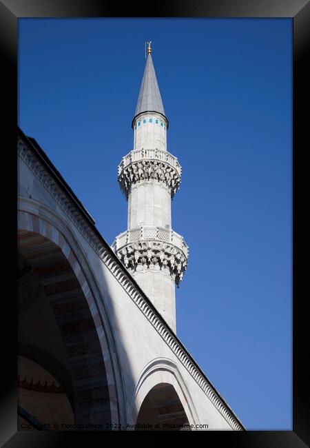 Minaret on the  Suleymaniye Mosque, Istanbul Framed Print by Gordon Dixon