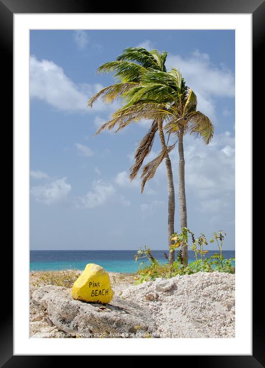 Pink Beach, Bonaire, Dutch Caribbean Framed Mounted Print by Kasia Design