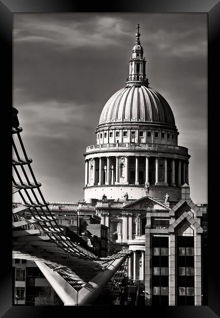 St Paul's Cathedral (Mono) Framed Print by Joyce Storey