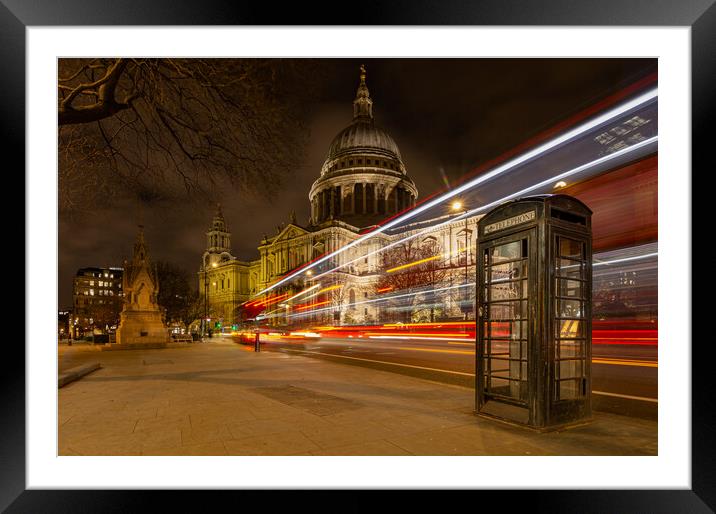 Illuminated London Landmarks Framed Mounted Print by Kevin Winter