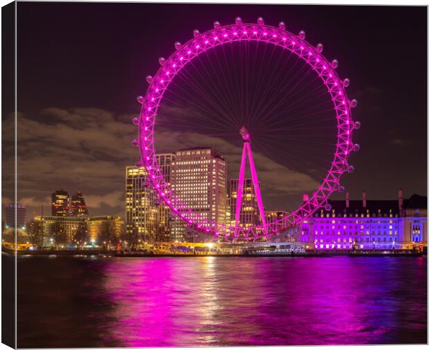 London Eye at night Canvas Print by Kevin Winter