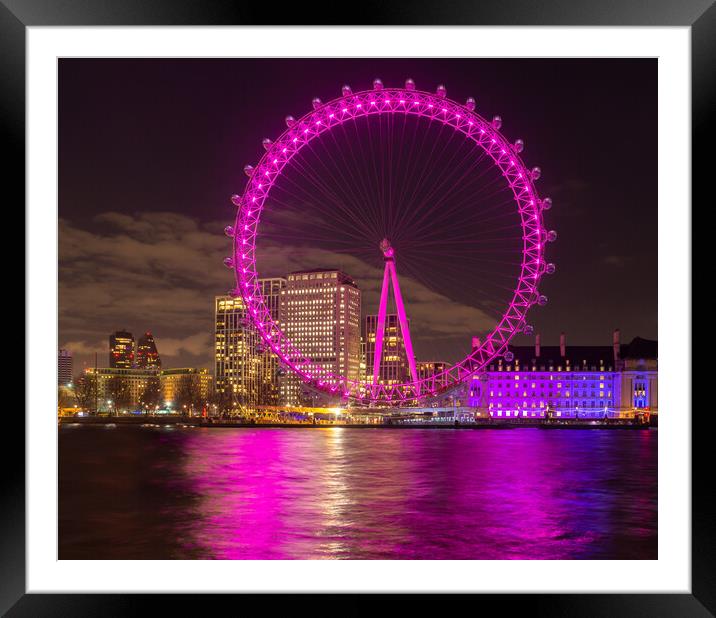 London Eye at night Framed Mounted Print by Kevin Winter