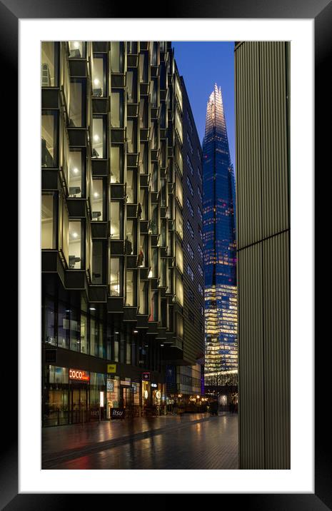 Street view of the shard Framed Mounted Print by Kevin Winter