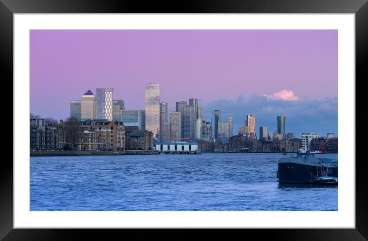 Canary Wharf at sunset Framed Mounted Print by Kevin Winter