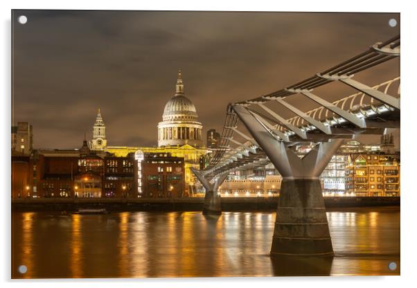 Millennium Bridge Leading to St Paul's Cathedral Acrylic by Kevin Winter