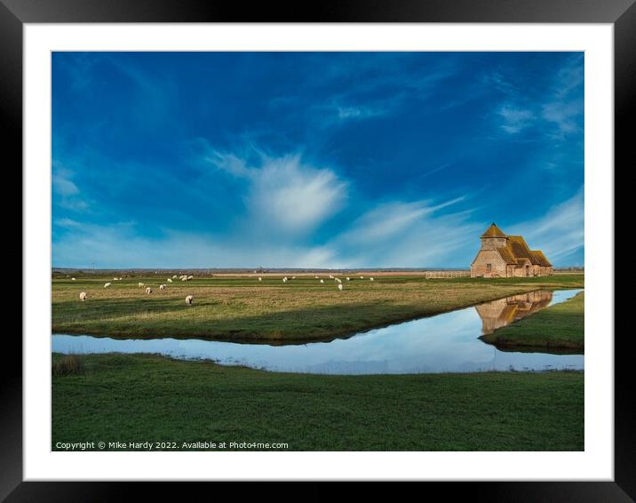 Remote Medieval Church by Water Framed Mounted Print by Mike Hardy