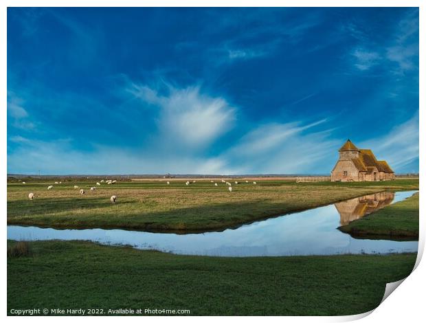 Remote Medieval Church by Water Print by Mike Hardy