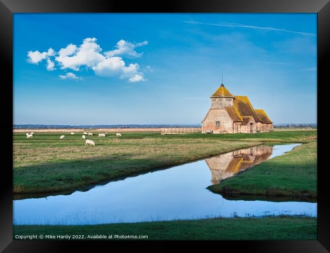 Fairfield Medieval Church by Water Framed Print by Mike Hardy