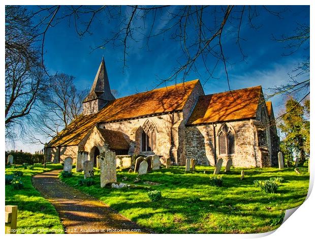 St. Eanswith church at Brenzett, Romney Marsh Print by Mike Hardy