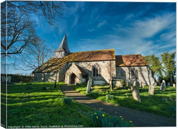 Beautiful church at Brenzett, Romney Marsh Canvas Print by Mike Hardy