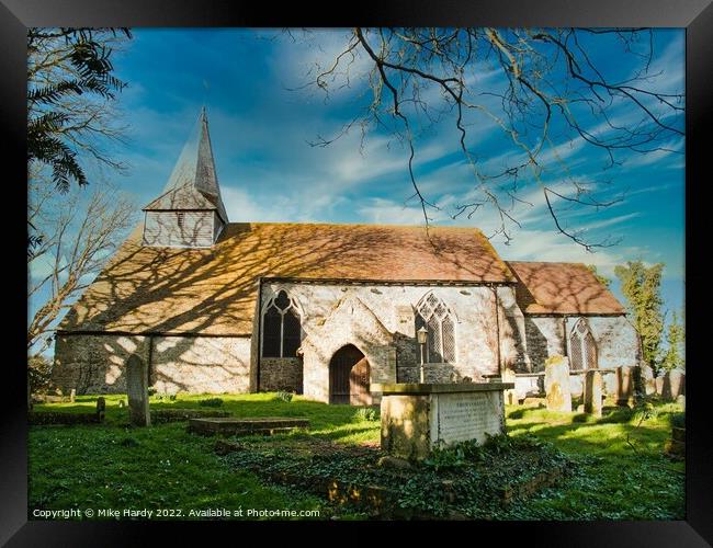 Magical Church at Brenzett on the Romney Marshes in an idyllic setting Framed Print by Mike Hardy