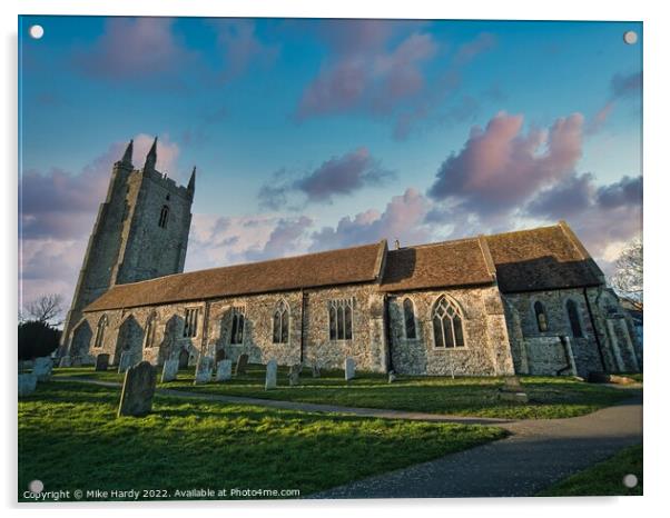 All Saints Church at Lydd Acrylic by Mike Hardy