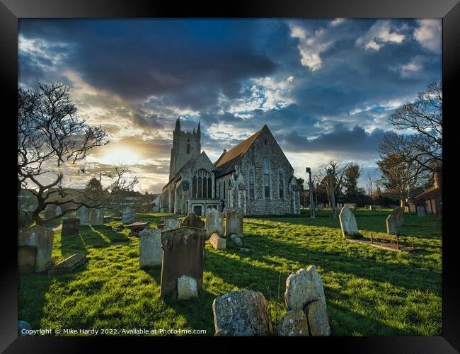 All Saints Magical and Moody church at Lydd Framed Print by Mike Hardy